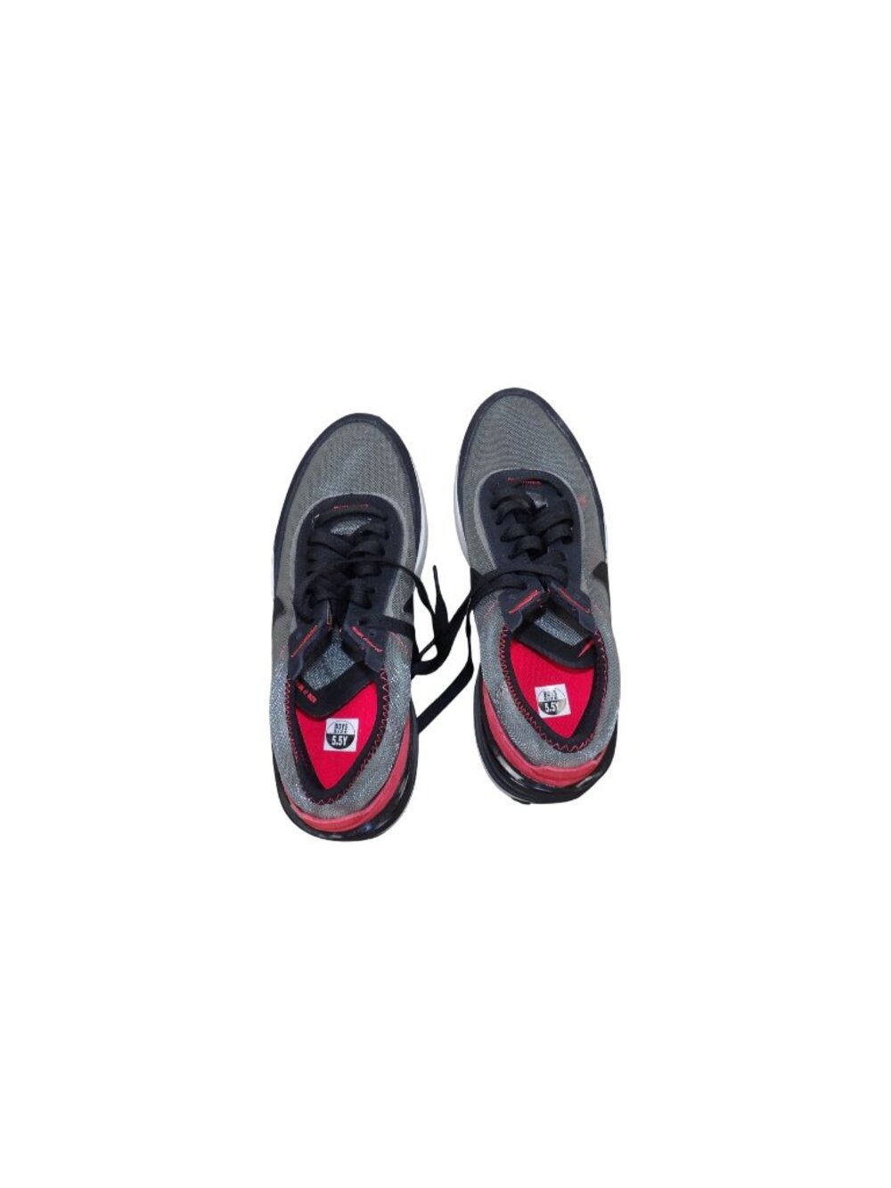 Nike Air Max Running Shoes Boys Size 5.5Y Black/Red/Gray Lightweight & Breathabl
